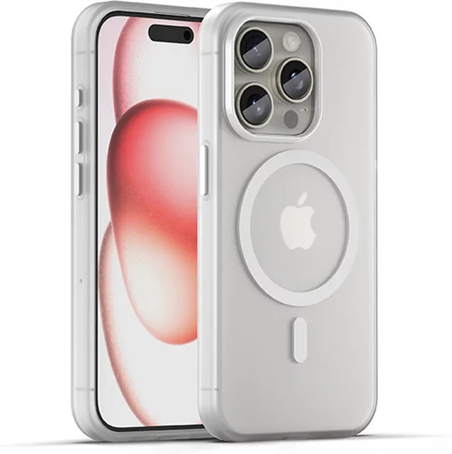 Magnetische Matte Touch Handyhülle für Apple iPhone 15 14 12 13 Pro Max aus weichem TPU in Orange oder Transparent - Bild 1