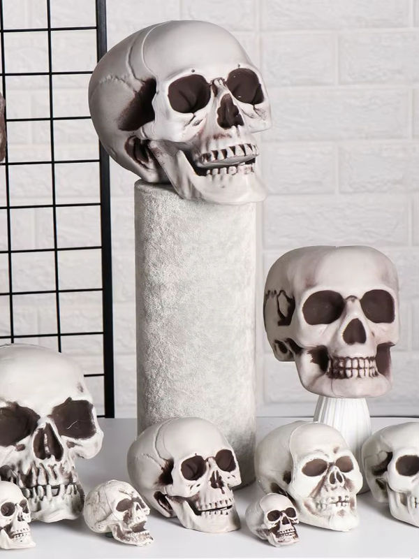 Menschlicher Totenkopf als Skelett-Dekoration für Halloween in Weiß aus Kunststoff - Bild 6