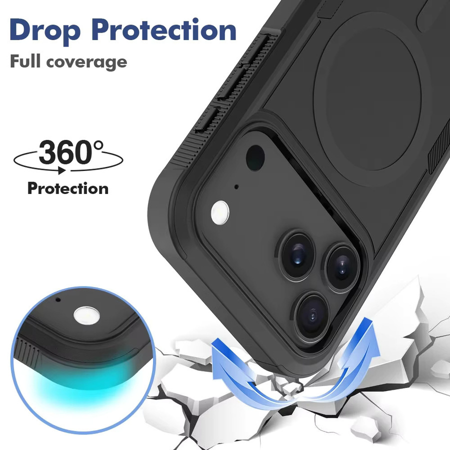 Heavy Armor Defender magnetische Ladehülle für iPhone 17 Pro Max, 16, 15, 14, 13, 12 Plus, stoßfeste matte Schutzhülle in Schwarz oder Grün - Bild 5
