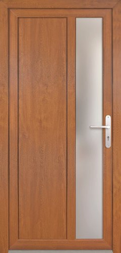 Meeth Nebeneingangstür ProM 04 in Golden Oak mit satiniertem Glaseinsatz, Farbe: Gold/Braun, Höhe: 200 cm, Breite: 98 cm, Tiefe: 6 cm - Bild 1