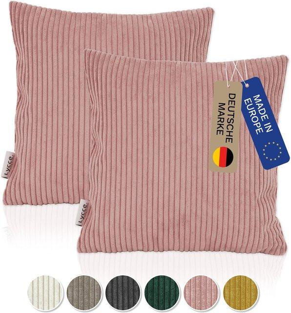 Lycce 2er Set Kissenbezüge aus Cordstoff in Pink, B/B: 40 x 40 cm - Bild 1