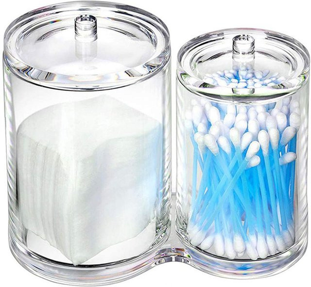 Transparenter Q-Tip-Halter Kosmetik Aufbewahrungsbox, Weiß - Bild 1