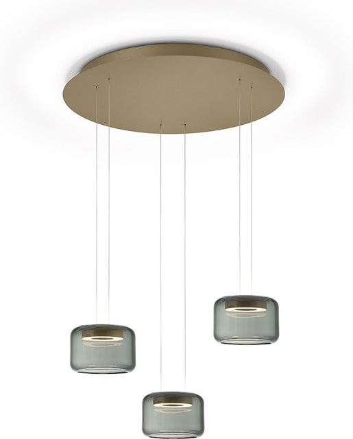 Knapstein Sidra-Rondo LED-Pendelleuchte in Bronze mit Glas aus transparentem Rauchglas, dimmbar und höhenverstellbar - Bild 1