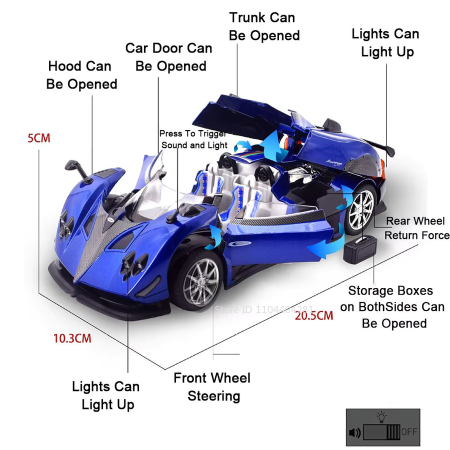 MAKEDA Pagani Zonta HP Huayra, Spielzeug Miniatur Auto, 1:24, mit Licht und Sound - Bild 4