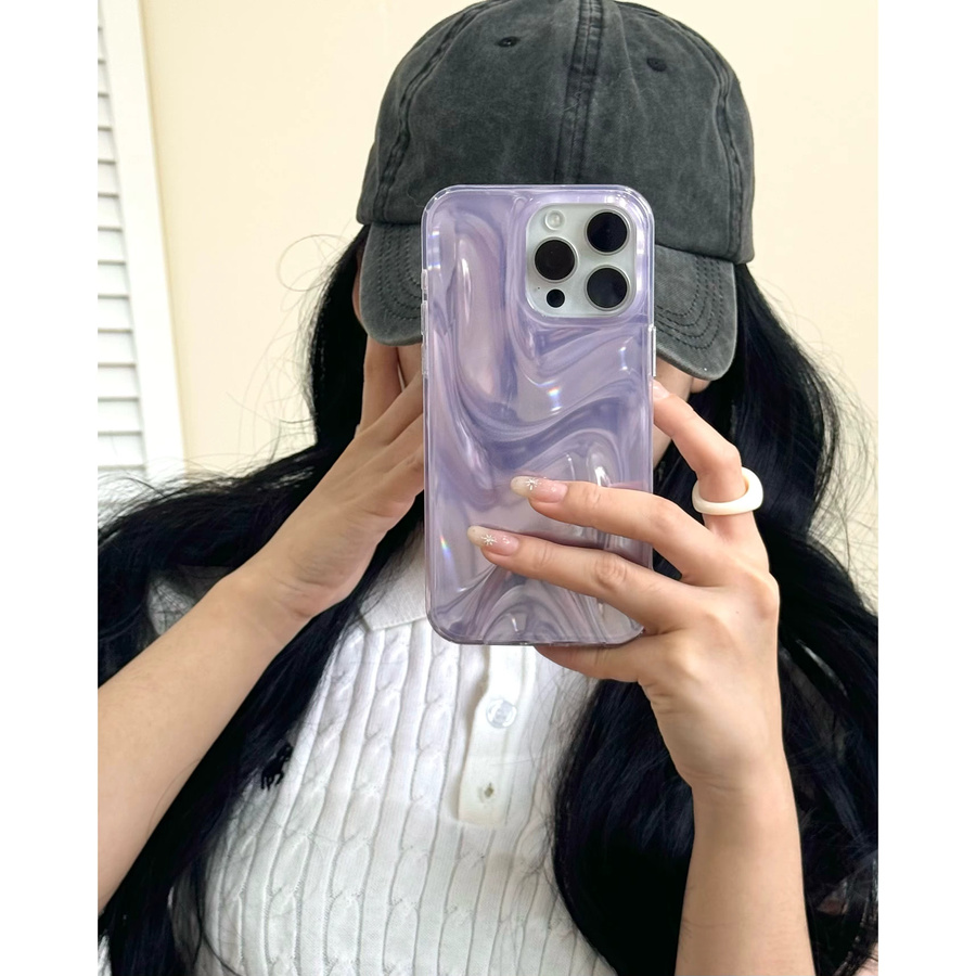 TROPLET Handyhülle mit Taro-Lila-Farbverlauf und schillernder Wellenstruktur für iPhone 16, 15, 14, 13 Pro Max - Bild 4