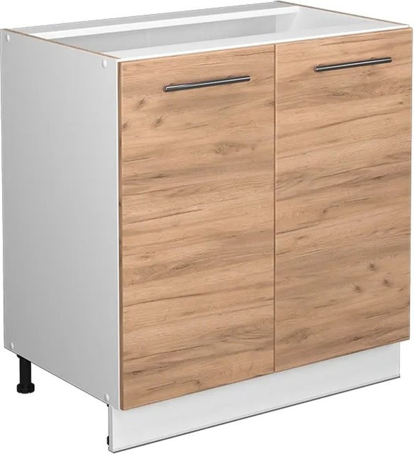 Vicco Küchenunterschrank Fame-Line Weiß Eiche modern mit Softclose-Scharnieren und Einlegeboden Breite: 80 cm, Höhe: 82 cm, Tiefe: 51,6 cm - Bild 2