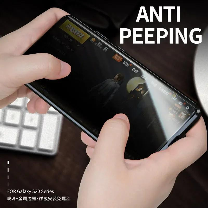 Magnetische Glas-Handyhülle mit 360° Vollschutz und Blickschutz für Samsung S20 S21 FE S22 S23 S24 Plus Ultra, Transparent - Bild 2