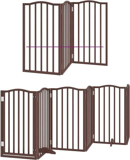 vidaXL Hundetor aus Pappelholz mit Tür, faltbar, Braun, 15-teilig - Bild 1