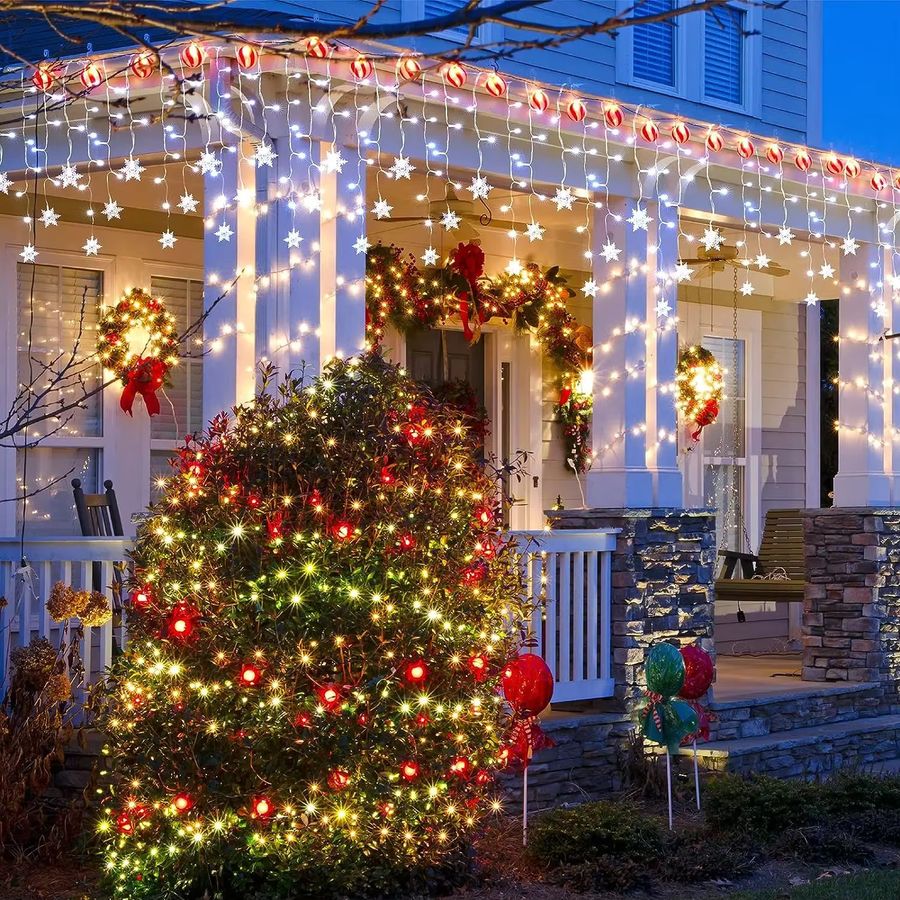 4M Weihnachtsdekoration Schneeflocke und Eisstreifen Lichterkette mit 96 LEDs für die Indoor-Dekoration - Bild 3