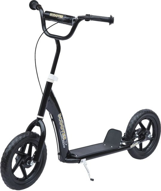 HOMCOM Kinderroller mit Hinterbremse 12 Zoll Schwarz - Bild 1