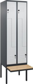 C+P Z-Spind Classic PLUS Sitzbank mit 4 Fächern und Sicherheits-Drehriegel, Sitzfläche aus Buche-Hartholz, B/T/H: 212 x 60 x 81,5 cm - Bild 1