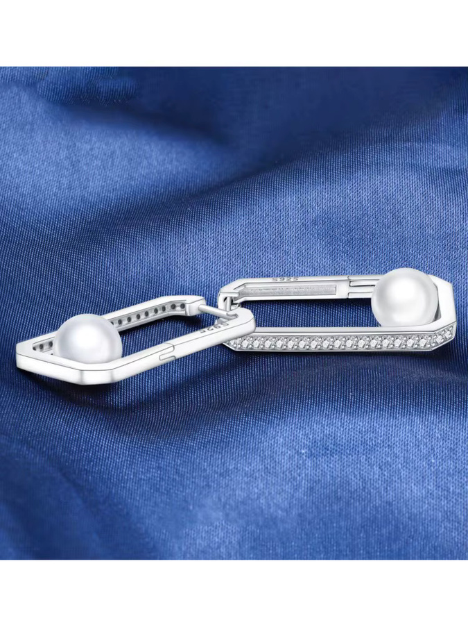 MISEFF Ohrringe 925 Silber, Zirkonia, Perle, Damen - Bild 5