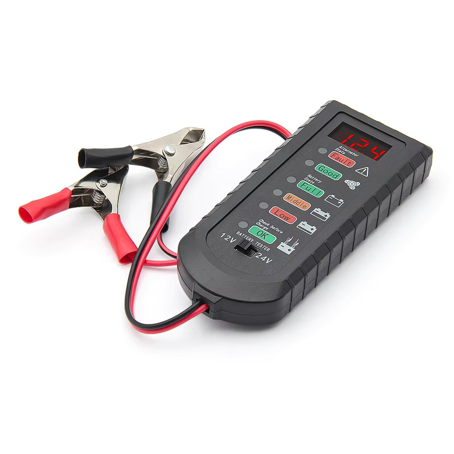 JFIND Multifunktionaler Auto Batterie Tester und Lichtmaschine Tester mit LED-Anzeige für 12V und 24V in Schwarz - Bild 4