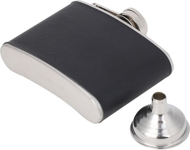 Elegante Leder Hüftflasche aus Edelstahl von KONNWEI in Schwarz, 120 ml - Bild 1