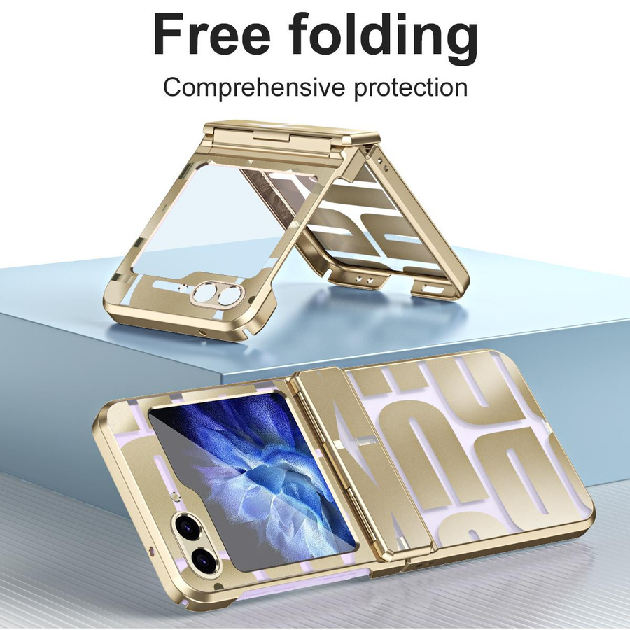 Samsung Galaxy Z Flip 5 5G Hard Case mit rutschfester Beschichtung in Transparent, Purple und Gold - Bild 5