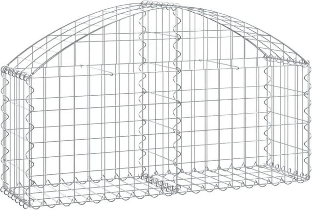 vidaXL Gabione mit Hochbogen aus verzinktem Eisen in Silber, B/T/H: 100 x 30 x 40/60 cm - Bild 1