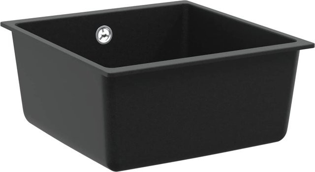vidaXL Waschbecken aus Granitkomposit in Schwarz, Unterbau-Spüle, Breite: 43,0 cm, Tiefe: 46,0 cm, Höhe: 46,0 cm - Bild 1