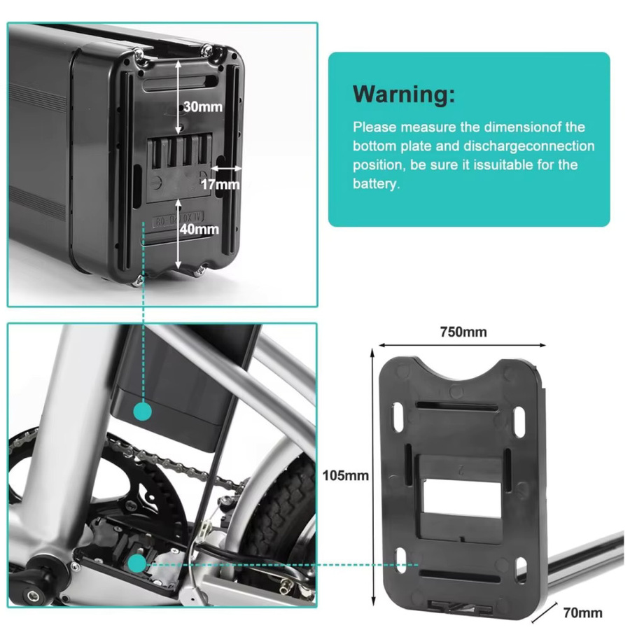 Aleaivy Faltbarer E-Bike-Akku Silverfish Li-Ionen-Akku mit integriertem BMS und 2A-Ladegerät in Schwarz, kompatibel mit Bafang 250W 500W 750W 1000W Motoren - Bild 5