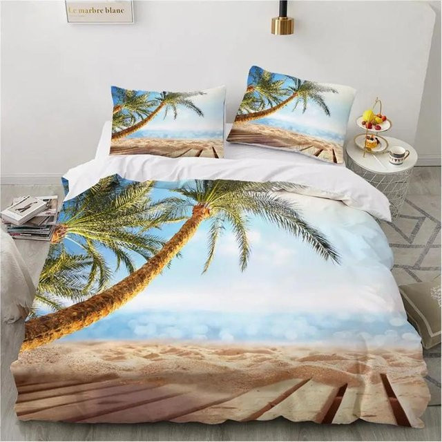 Bettwäscheset mit Meeresbewohnern und tropischem Ozean-Motiv in Blau, 2-teilig, Breite: 135 cm, Höhe: 200 cm - Bild 1