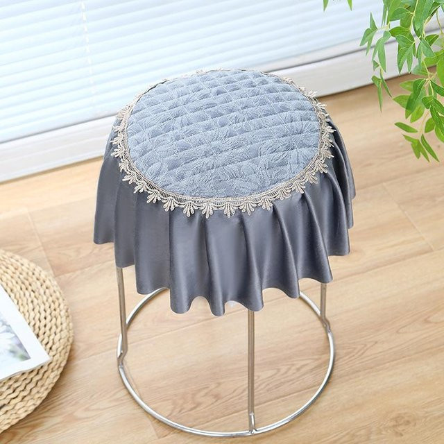 Runder Hockerbezug von Yiran Furniture in Grau, Durchmesser: 30 cm - Bild 1