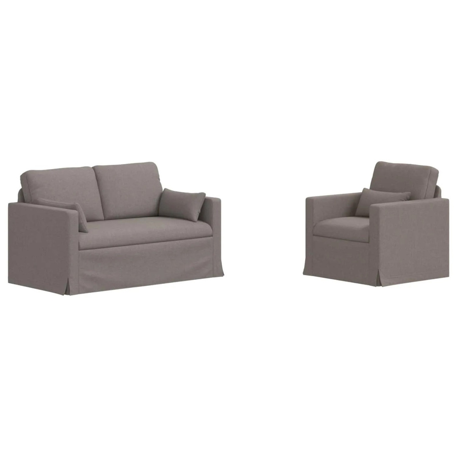 vidaXL Sofa 2-teiliges Set Taupe Stoff mit Metallrahmen B/T/H: 139 x 78 x 80 cm und 78 x 78 x 80 cm - Bild 2