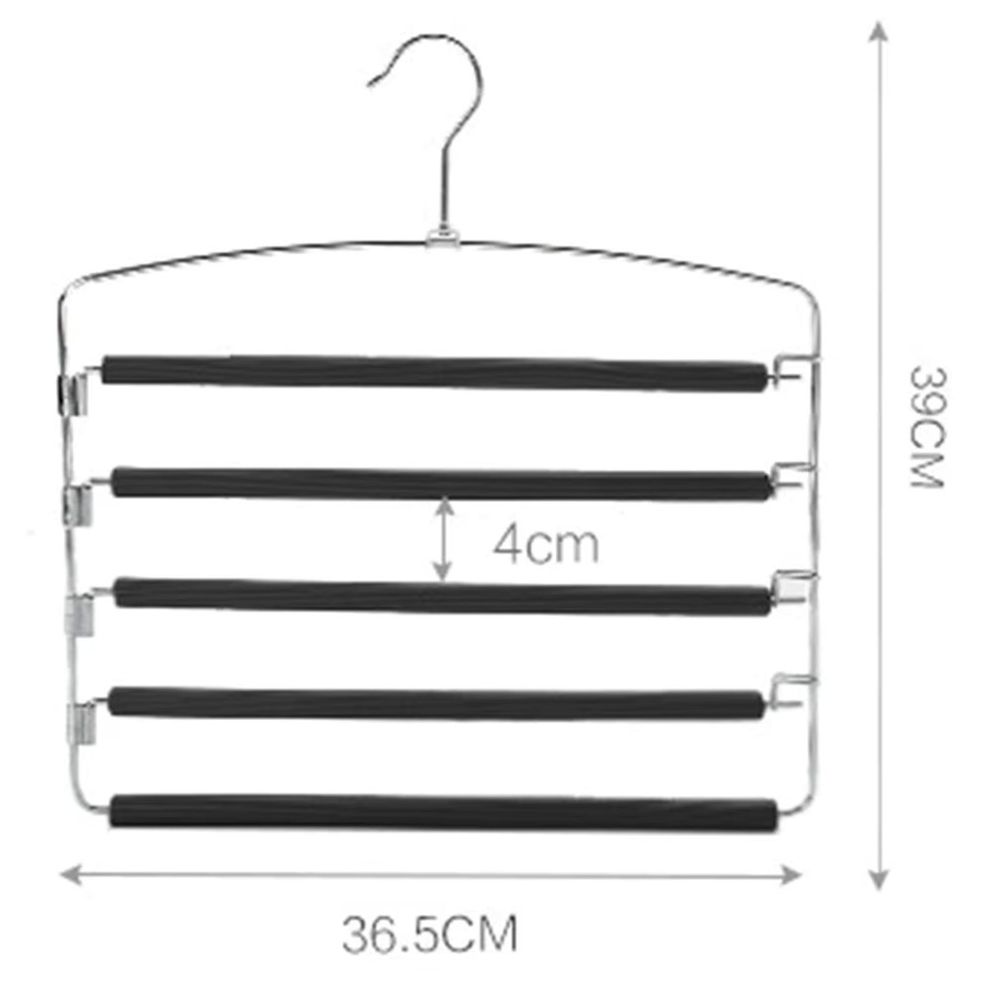 Furnishard Hosenregal aus Edelstahl in Silber und Lila, 5 Schichten, platzsparender Schrank-Aufbewahrungsorganisator für Hosen, Schals und Jeans, Breite: 36,5 cm, Tiefe: 39,0 cm - Bild 2