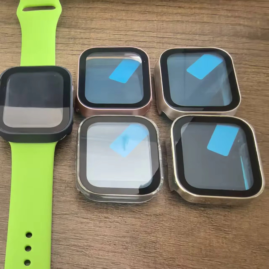 Wasserdichte Schutzhülle für Apple Watch Serie 11, 10, 9, 8, 7 und SE 6 mit gehärtetem Glas und Randstoßstange in Gold und Multicolour - Bild 2
