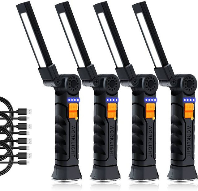 Heinast LED COB Arbeitslampe Schwarz, magnetische USB wiederaufladbare Taschenlampe und Hängelaterne für Camping und Arbeit - Bild 1