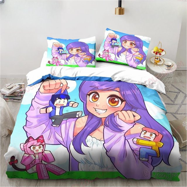 Allbestart Bettwäsche-Set Aphmau mit Flügeln für Kinder, 3-teilig aus Mikrofaser, Mehrfarbig, B/H: 150 x 200 cm - Bild 1