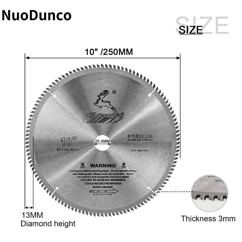 NuoDunco 10 Zoll Hartmetall-Sägeblatt mit 40 bis 120 Zähnen, silberne runde Trennscheibe für Holz und Faserplatten, Durchmesser: 25,4 cm - Bild 2