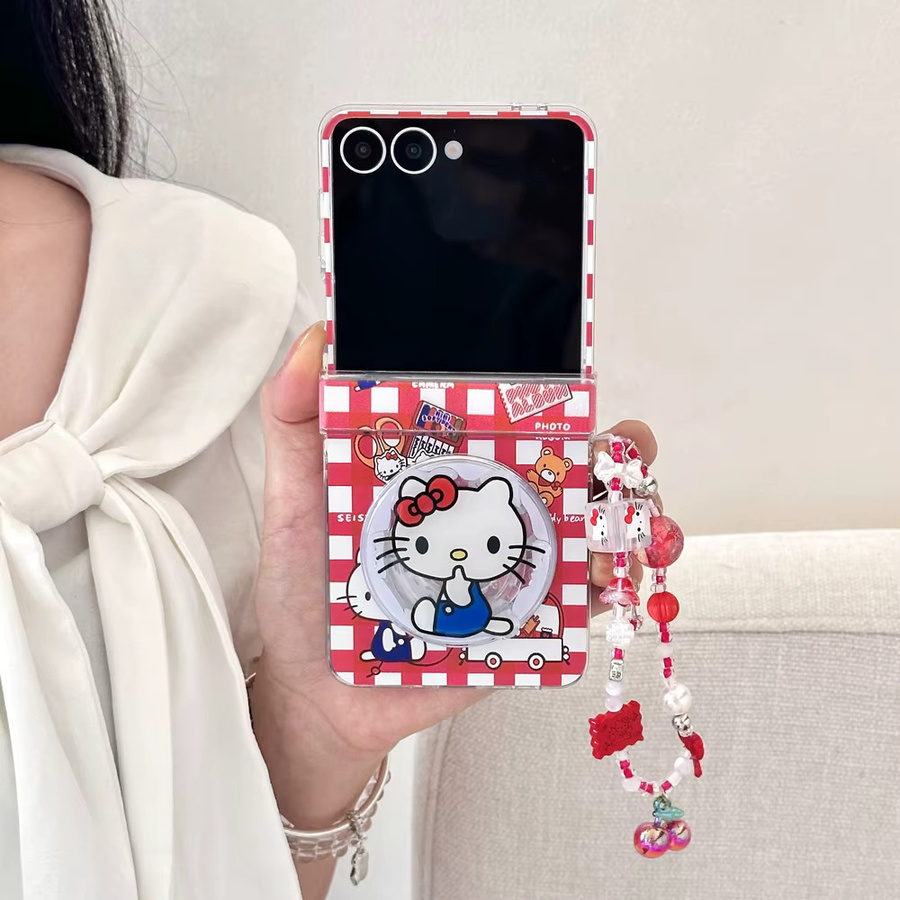 Sanrio Hello Kitty Handyhülle mit magnetischem Griffhalter und kabellosem Laden für Samsung Galaxy Z Flip 7 6 5 4, Multicolor - Bild 3