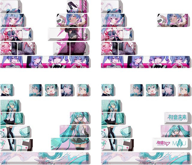 Bandai Hatsune Miku Anime Figur Tastenkappe aus PBT Material in Multicolour für deine Tastatur - Bild 1