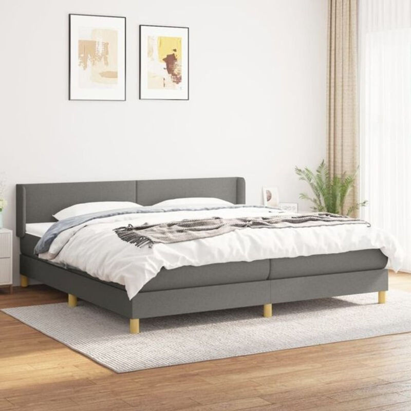 Vidaxl Boxspringbett mit Matratze aus Stoff in Anthrazit Grau B/T: 200 x 200 cm - Bild 1