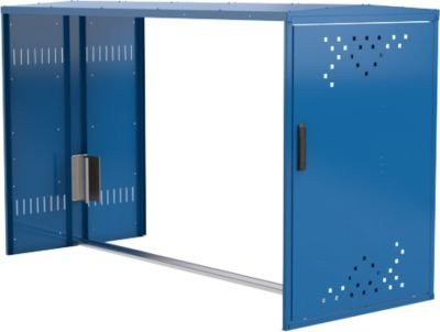Anbausatz ohne Seitenwand für Fahrradgarage BikeBox 1 G mit Giebeldach in Enzianblau RAL 5010 - Bild 1