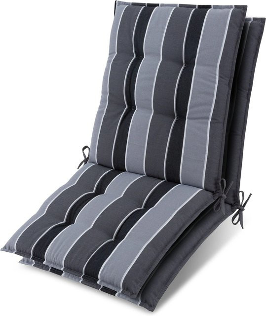 Beautissu 2er Set Niederlehner Auflage Sun-NL Anthrazit-Gestreift B/T/H: 100 x 50 x 8 cm - Bild 1