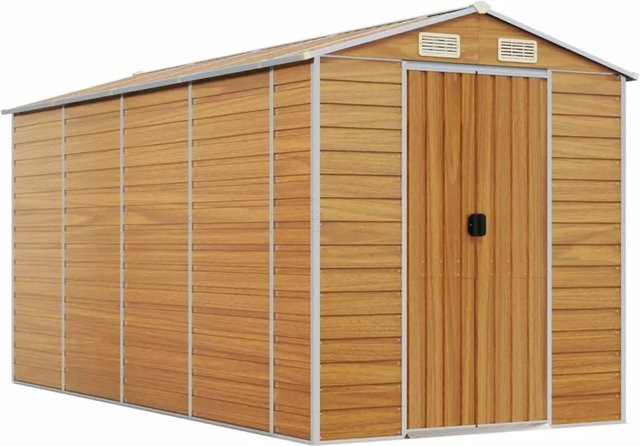 vidaXL Gerätehaus aus verzinktem Stahl in Braun, B/T/H: 385 x 191 x 198 cm - Bild 1
