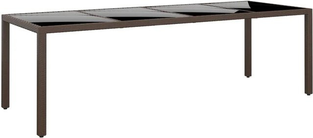 vidaXL Gartentisch aus braunem Poly-Rattan mit Hartglasplatte für Garten und Terrasse - Bild 1