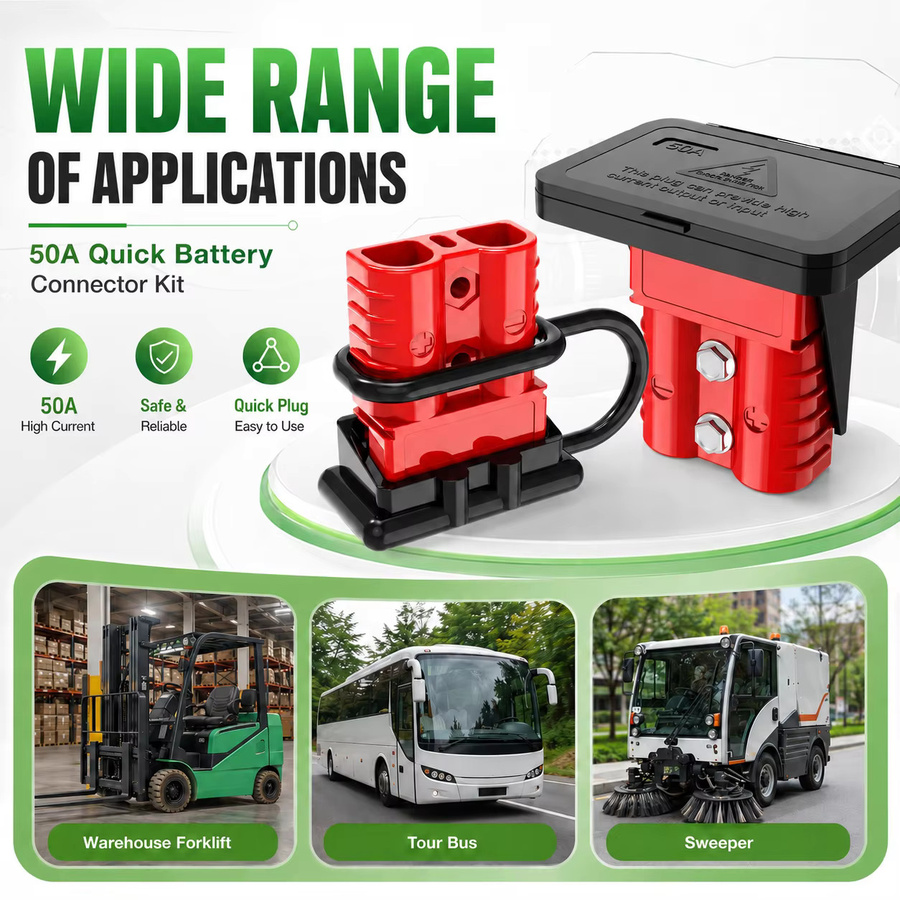 2/4er-Pack Batterieladeanschluss-Set mit 50A 120A 175A Schnellsteckern für Autobatterien und Gabelstapler in Grau - Bild 5