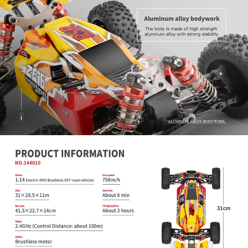 Wltoys 144010 RC-Auto-Fahrzeugmodelle, 1:14, bürstenloser Motor - Bild 3