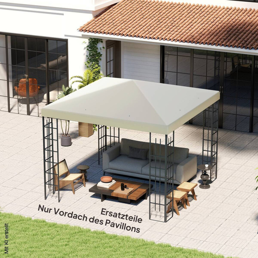 Outsunny Pavillondach aus Polyester in Cremeweiß mit UPF 50+, B/H/L: 298 x 1 x 298 cm - Bild 3