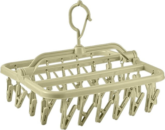 Yiran Furniture Faltbarer Kleiderbügel mit 32 Clips in Beige aus Kunststoff - Bild 1