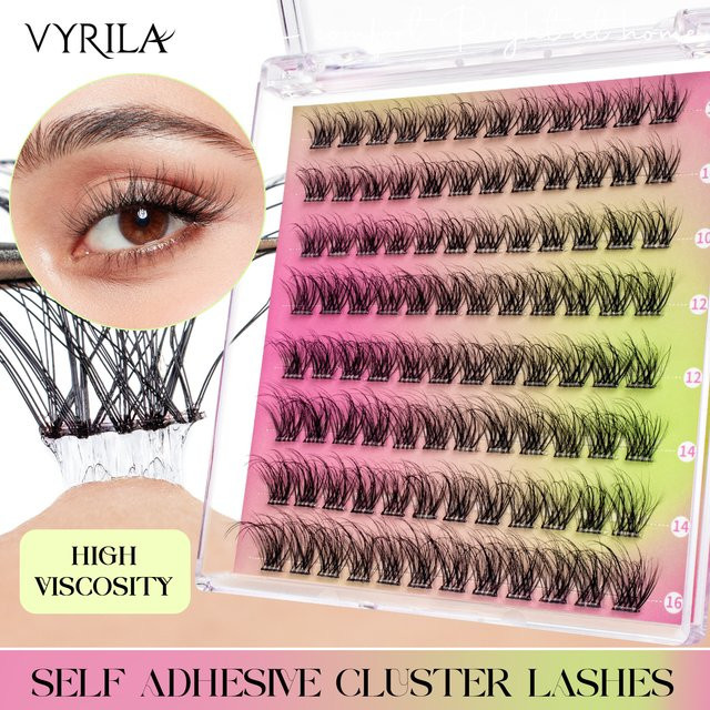 VYRILA Selbstklebende Cluster-Wimpern, Black, Unisex - Bild 1