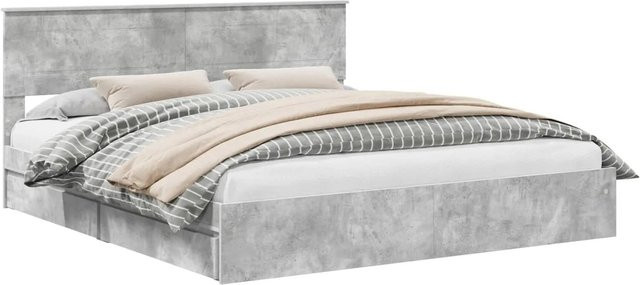 vidaXL Stauraumbett mit Schubladen in Betongrau, B/T/H: 200 x 200 x 90 cm - Bild 1