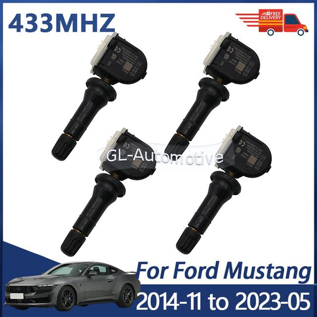 4er-Set GANGLE Reifendrucksensor TPMS für Ford Mustang 2014-2023, 433MHz, Farbe: Schwarz, Ersatzteil F2GT-1A180-CB F2GT-1A150-CB - Bild 1