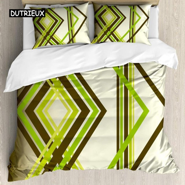 Bettwäsche-Set Binchi Outdoor Product mit geometrischem Rautenmuster in Grün, Material Polyester und Mikrofaser, B/H: 245 x 210 cm - Bild 1