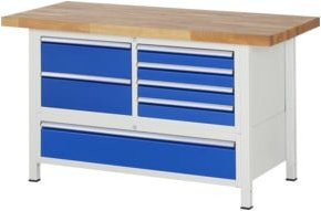Rau Werkbank 8931A2 in Blau mit 7 Schubladen, B/T/H: 150 x 70 x 84 cm - Bild 1