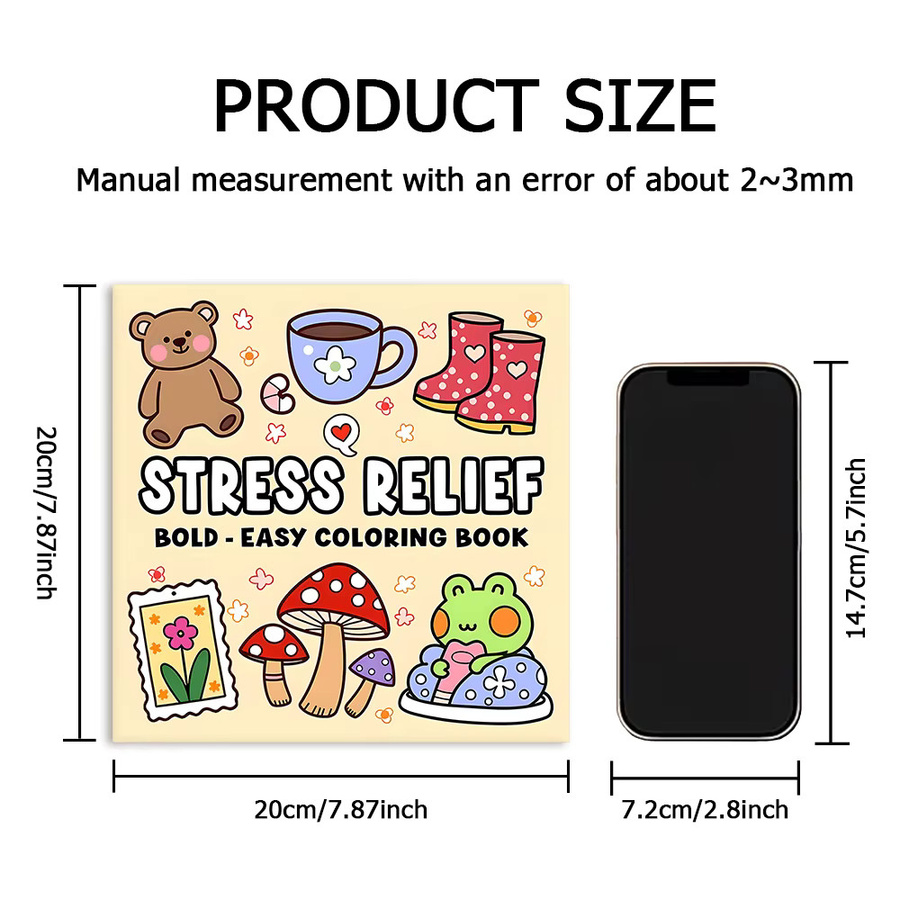 Malbuch für Erwachsene mit einfachen Mustern und niedlichen Motiven zur Stressbewältigung, Multicolor - Bild 3