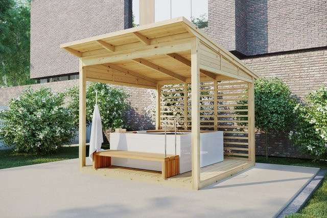 Gartenlaube Typ A aus Holz mit den Maßen B: 3 m x T: 3 m - Bild 1