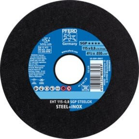PFERD Trennscheibe EHT SGP STEELOX Speziallinie für Stahl und Edelstahl, Durchmesser: 115 mm, Breite: 1,5 mm, Bohrung: 22,23 mm, Farbe: Schwarz - Bild 1