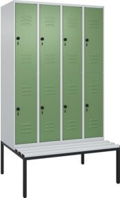C+P Doppelstock-Spind Classic PLUS Sitzbank mit 4 Abteilen und unterbauter Bank, Kunststoff-Sitzfläche, B/T/H: 212,0 x 120,0 x 81,5 cm - Bild 1